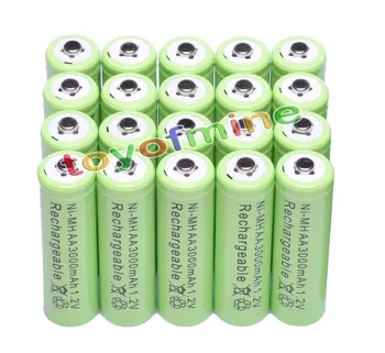 

20x AA 3000mAh 2A 1.2 V Ni-MH Green Rechargeable Battery Cell for MP3 RC Toys