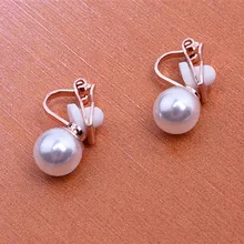 2018 New Red Imitation Pearl earrings fashion jewelry female exquisite elegant white imitated pearl Ear clip gift wedding party