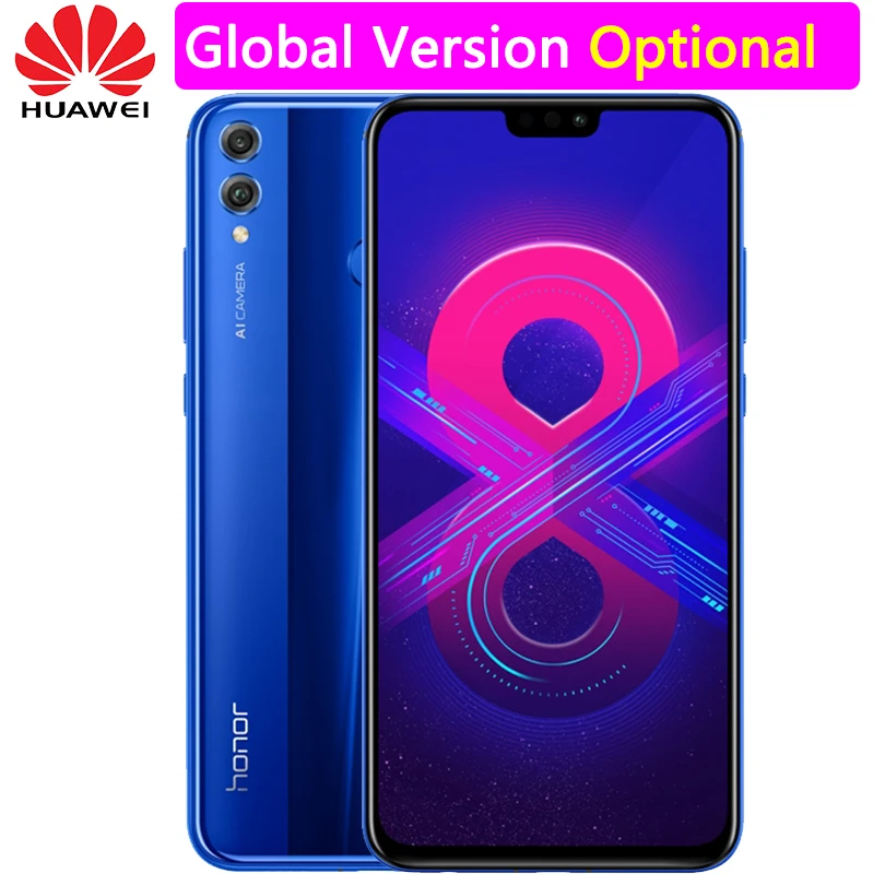 

Huawei Honor 8X MobilePhone 6.5 inch Screen Android 8.2 16.0MP Front Camera Google play Multiple Language Smartphone
