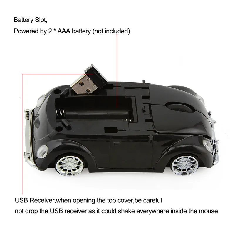 Беспроводная компьютерная мышь Gamer Cool Beetle мышка в форме автомобиля оптическая