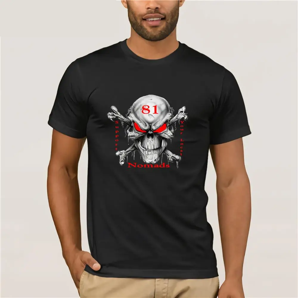

Brand Vintage Retro Cool Rock Roll Punk Tops Tees Support 81 Big Red Machine Hells Mens Fashion Print Crew Neck T-Shirts
