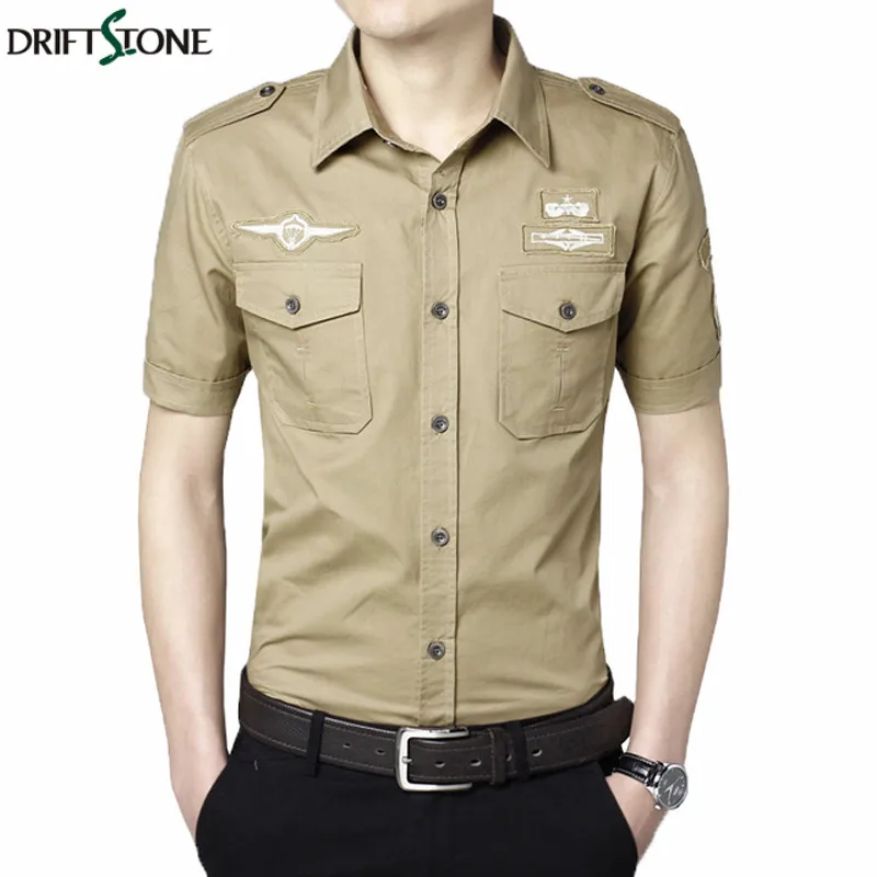 2018 Summer Military Style Shirts Men's Casual Cotton Cargo Shirt M 5XL
