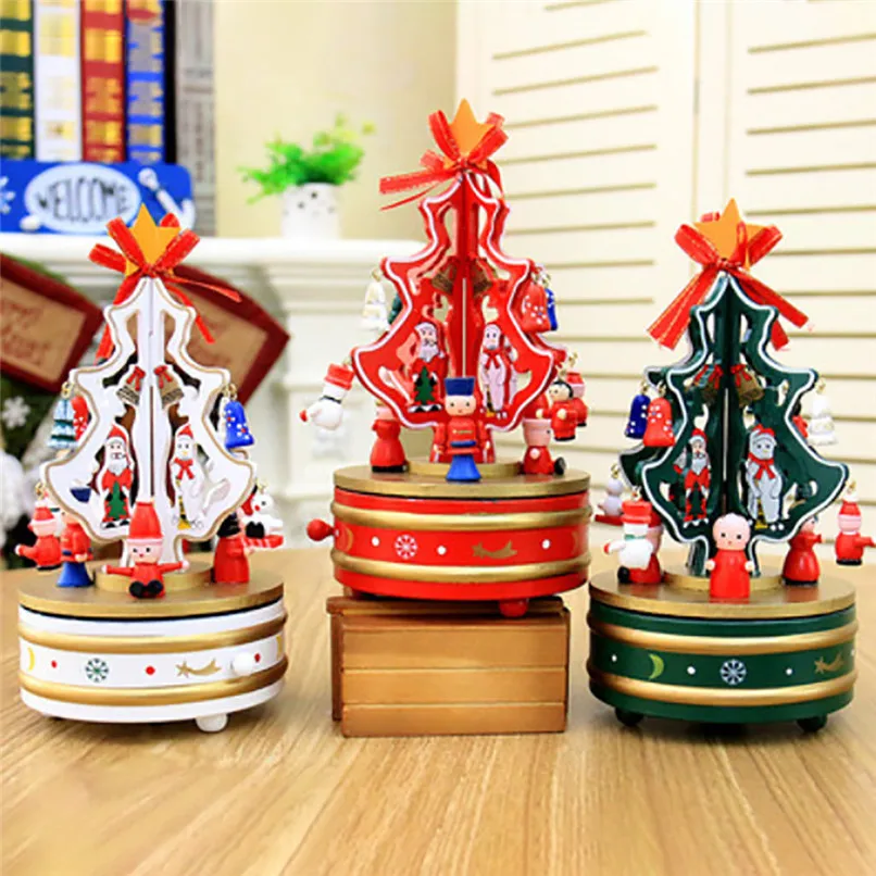 

Dream Christmas Wooden Carousel Clockwork Music Box Eight-Box Christmas Tree Wholesale Free Shipping 30RI6