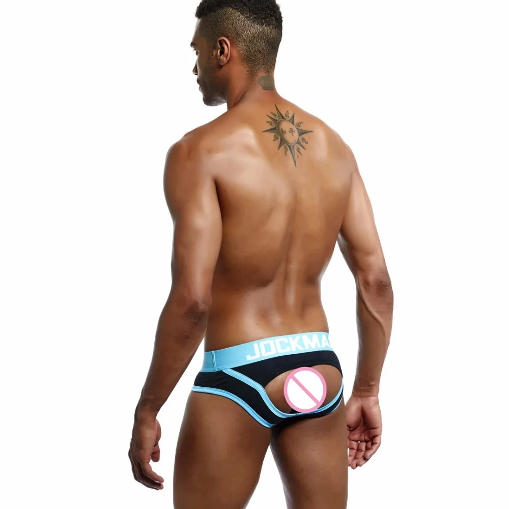 JOCKMAIL Brand Men Underwear open back Sexy Hollow Crotch BOTTOMLESS Cotton Men Briefs Backless Buttocks cueca Gay Underwear male briefs