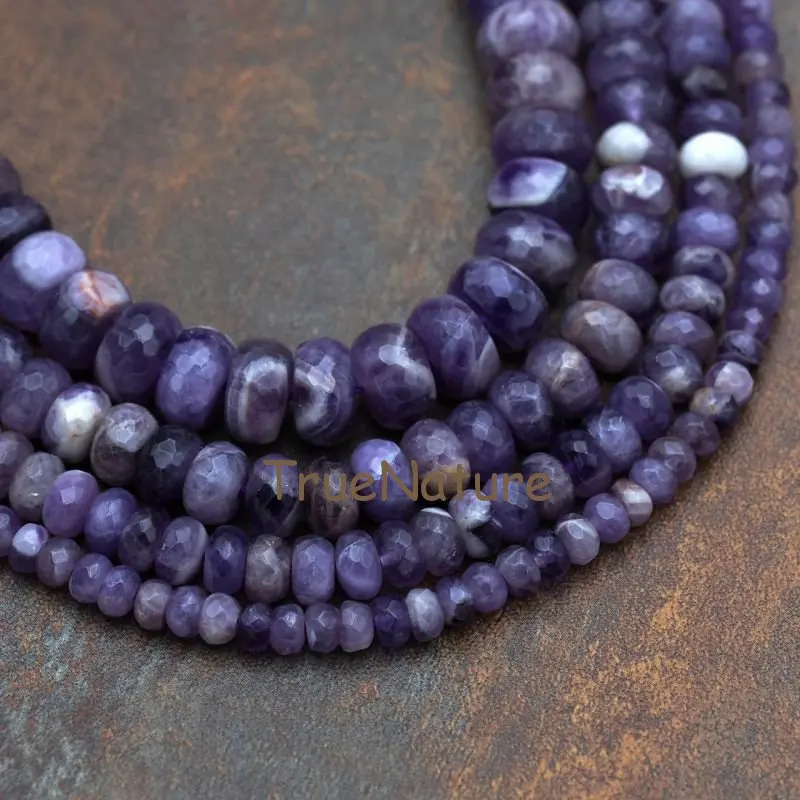 

Wholesale Dogs Teeth Amethysts Loose Beads Jewelry Rondelle Smooth Amethysts Spacer Full Strands Beads BE5874