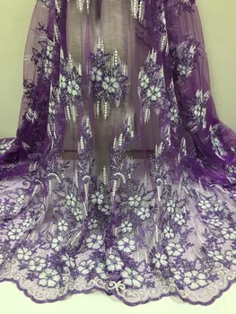 

Latest African Lace Fabric 2018 High Quality White Lace Heavy Beaded Lace Embroider Nigerian Lace Fabrics For Wedding