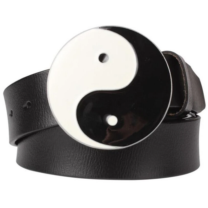 Men's belt genuine Leather metal buckle Tai Chi gossip belt taegeukgi pattern Primal chaos Eight