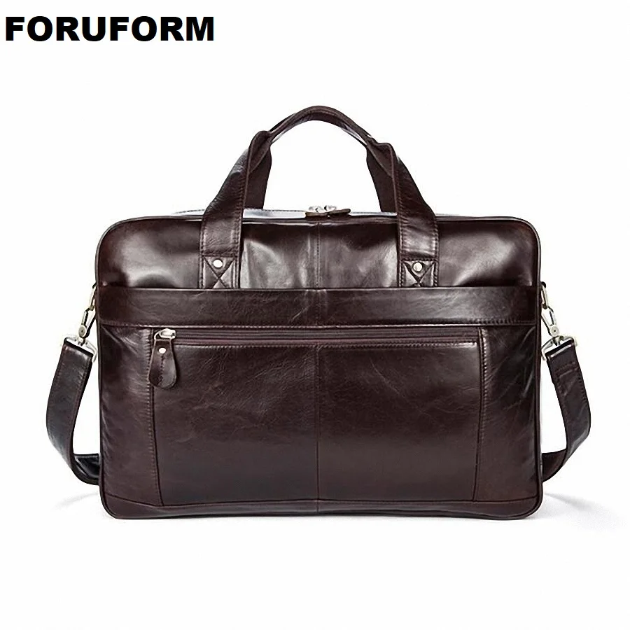 

Mens Business Briefcase Vintage Handbag Genuine Leather Satchel Bag 14 Inch laptop Bag Shoulder Bag Gift For Men LI-2311