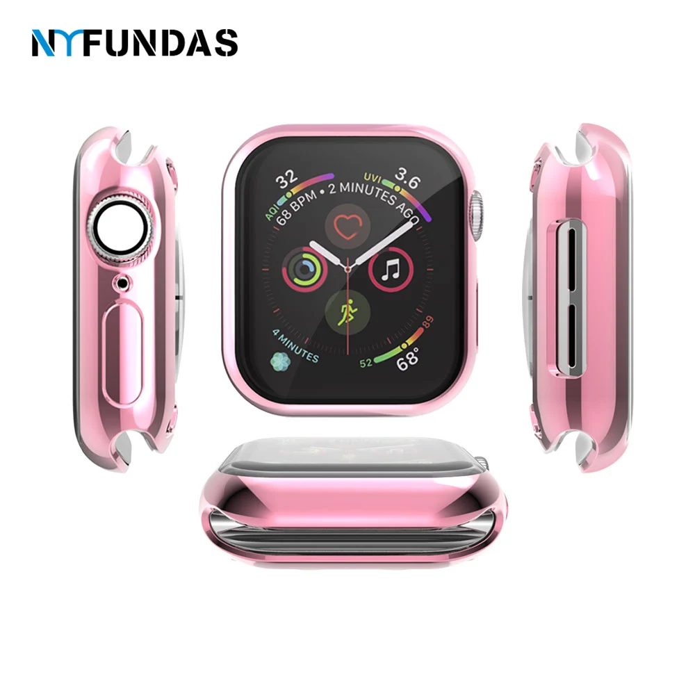 

NYFundas for Apple Watch 4 Case TPU Screen Protector 360 Protective Case Clear Cover For Apple iwatch Series 4 40mm Black 40mm