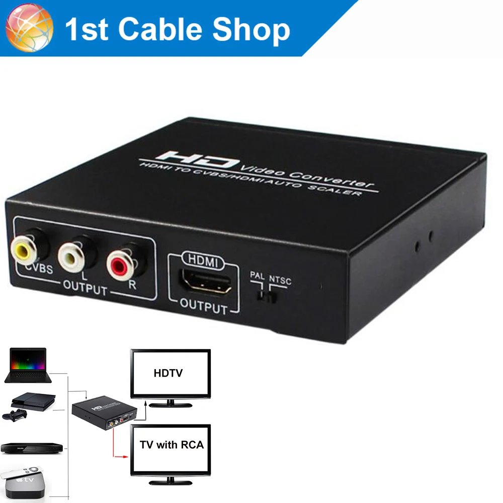 HDMI К AV RCA HDMI 1080P конвертер скейлер сплиттер для PS4 Apple tv DVD STB(HDMI и RCA выход одновременно поддерживается