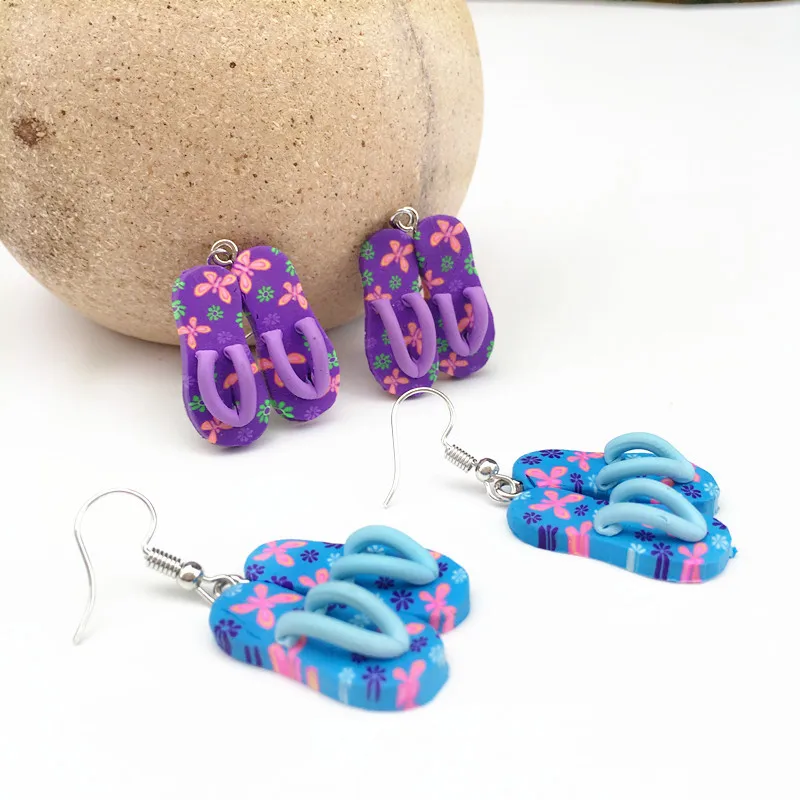 

Unique Funny Polymer Clay Slippers Earrings Exaggerated Flip-flops Shoes Earrings for Woman Girl Vacation Summer Beach Jewelry