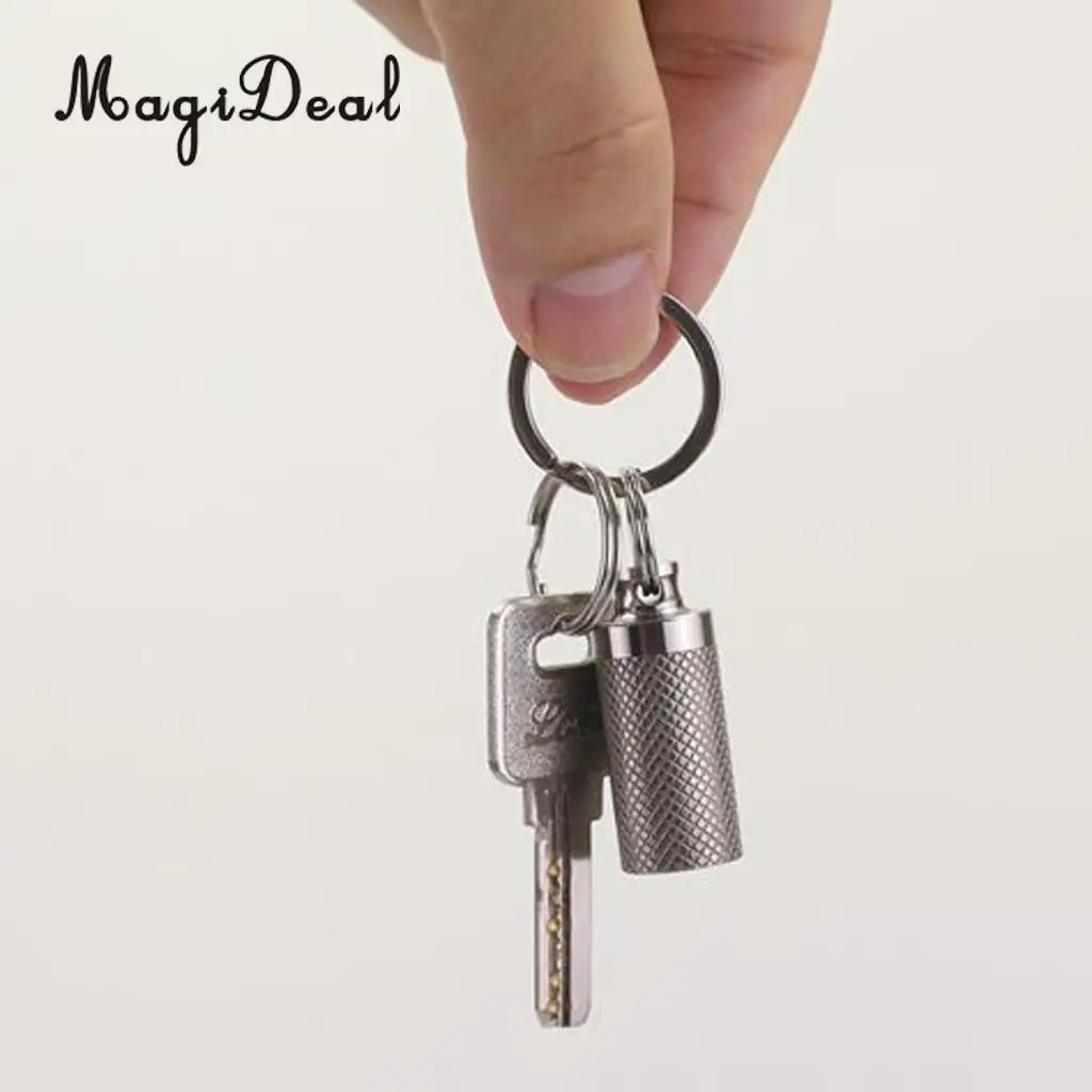 Portable Waterproof Titanium Pill Box Case, Mini Capsule Container Keychain for Camping, Hiking, Travel, Backpacking, Climbing