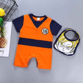 

Baby Boy Romper with Bibs Newborn Baby Clothes SON GOKU Toddler Jumpsuit Bebes Costumes Cotton Dragon Ball For Boy Girl Clothing
