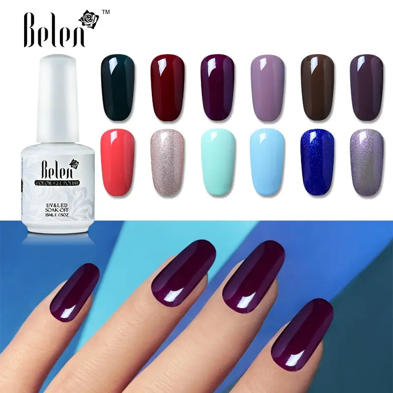 Belen 15ML Soak Off UV Gel Nail Polish Semi Permanent Nails Gel Colors UV LED Paint Gellak Nail 