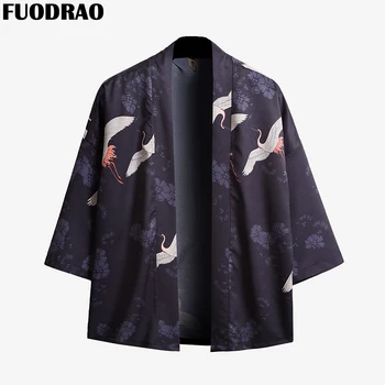 

FUODRAO Kimono Jackets Summer Thin Hip Hop Jackets Men Harajuku Print Cardigan Coats Japan Style Streetwear 5XL J112