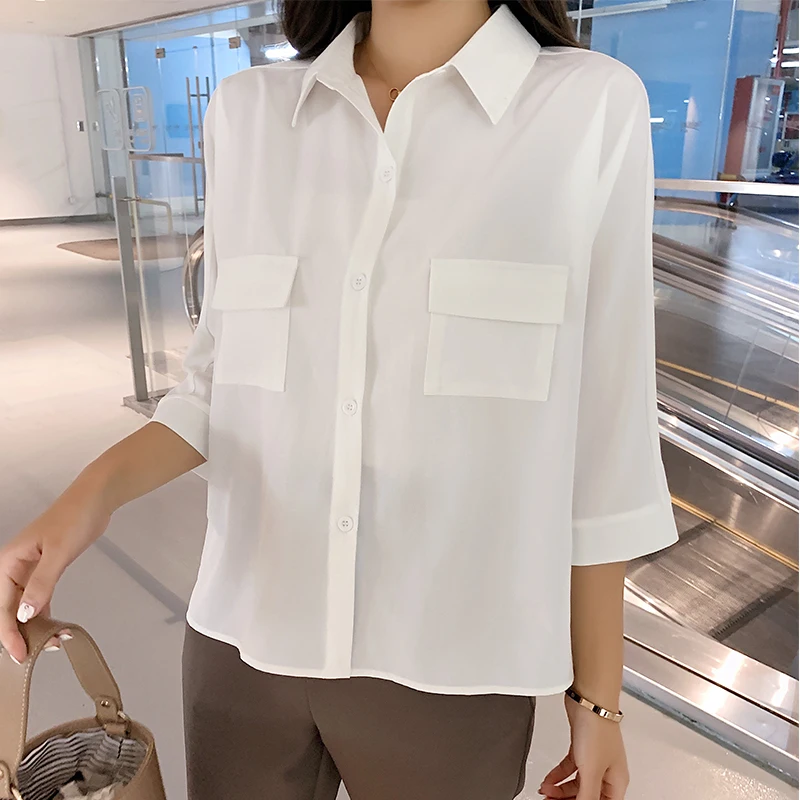 

2019 New Women Fashion Blouse Spring Autumn Solid Shirt Female White Sweet Shirts Blusas Casual Black Blouses Tops Plus Size Top
