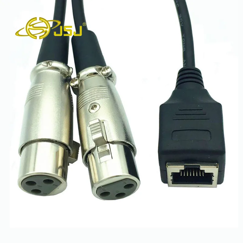

JSJ 2* XLR 3 Pin Female To RJ45 Female Network Adapter Short Connector Cable 25cm