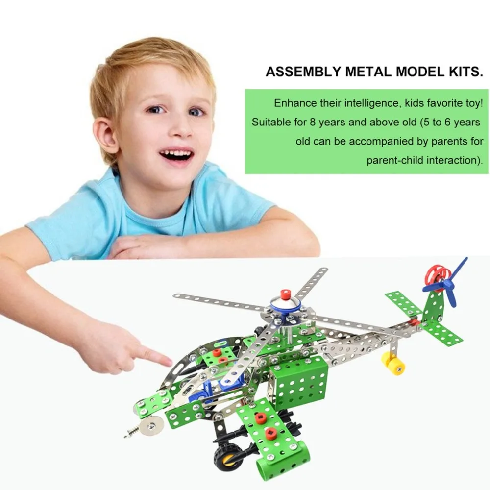 

270Pcs Sets Innovative Military Action Building Kit For Creativity Metal Toy Apache Armed Helicopter Designer With A Screwdriver