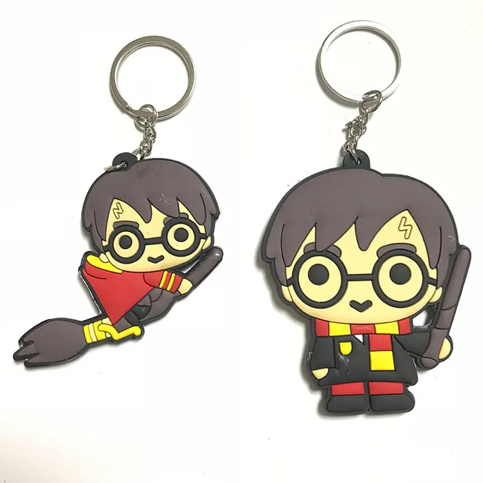 

50/100pcs Wholesale Harri Potter Two-sided Handmade PVC Keychain Cute Key Harry Chain Potter Cartoon key chain New