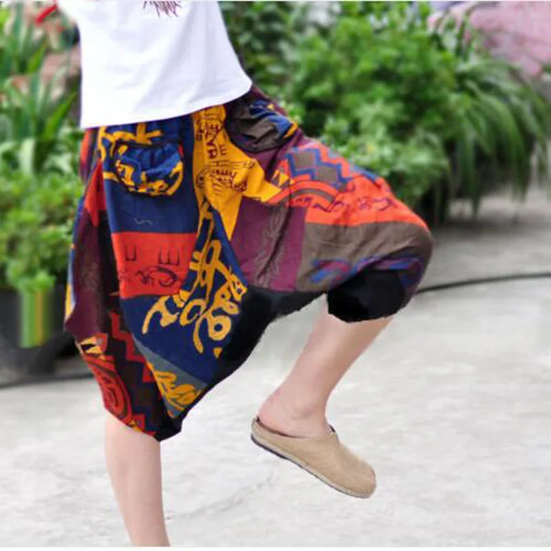 Men Gypsy Summer Aladdin Baggy Harem Pants Women Capri Trousers Cotton Linen Men Gypsy Summer Aladdin Baggy Harem Pants Women Capri Trousers Cotton Linen