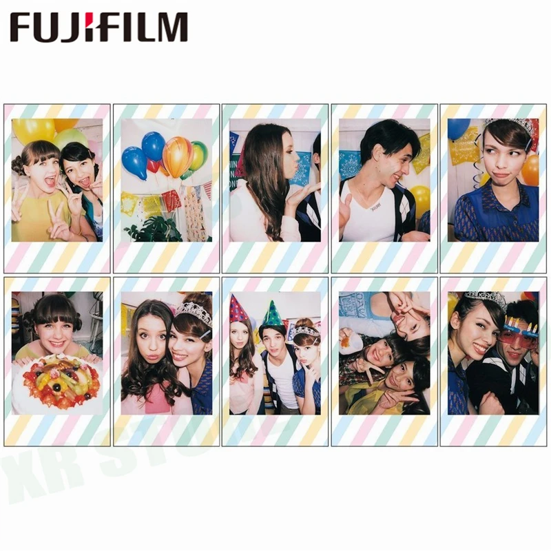 Fujifilm витражи+ в полоску+ конфеты, поп-Fuji мгновенный Фотобумага для Instax Mini 8 9 пленка 70 7 s 50 S 50i 90 25 поделиться SP-1 Камера