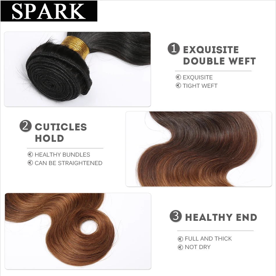 Spark Hair Ombre Brazilian Body Wave Hair 1/3/4 Bundles 100% Human Hair Weave Bundles 10-26inch 1B/4/30 & 27 Remy Hair Extension Spark Hair Ombre Brazilian Body Wave Hair 1/3/4 Bundles 100% Human Hair Weave Bundles 10-26inch 1B/4/30 & 27 Remy Hair Extension