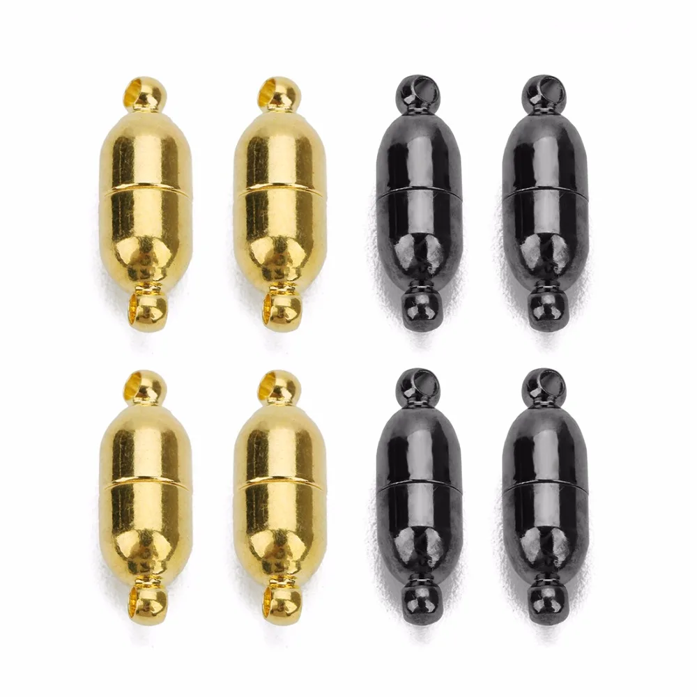 LOULEUR 5pcs/bag 6mm Gold/Gun Black Bullet Magnetic Clasps for Bracelet Connectors For DIY Jewelry Findings Making Materials