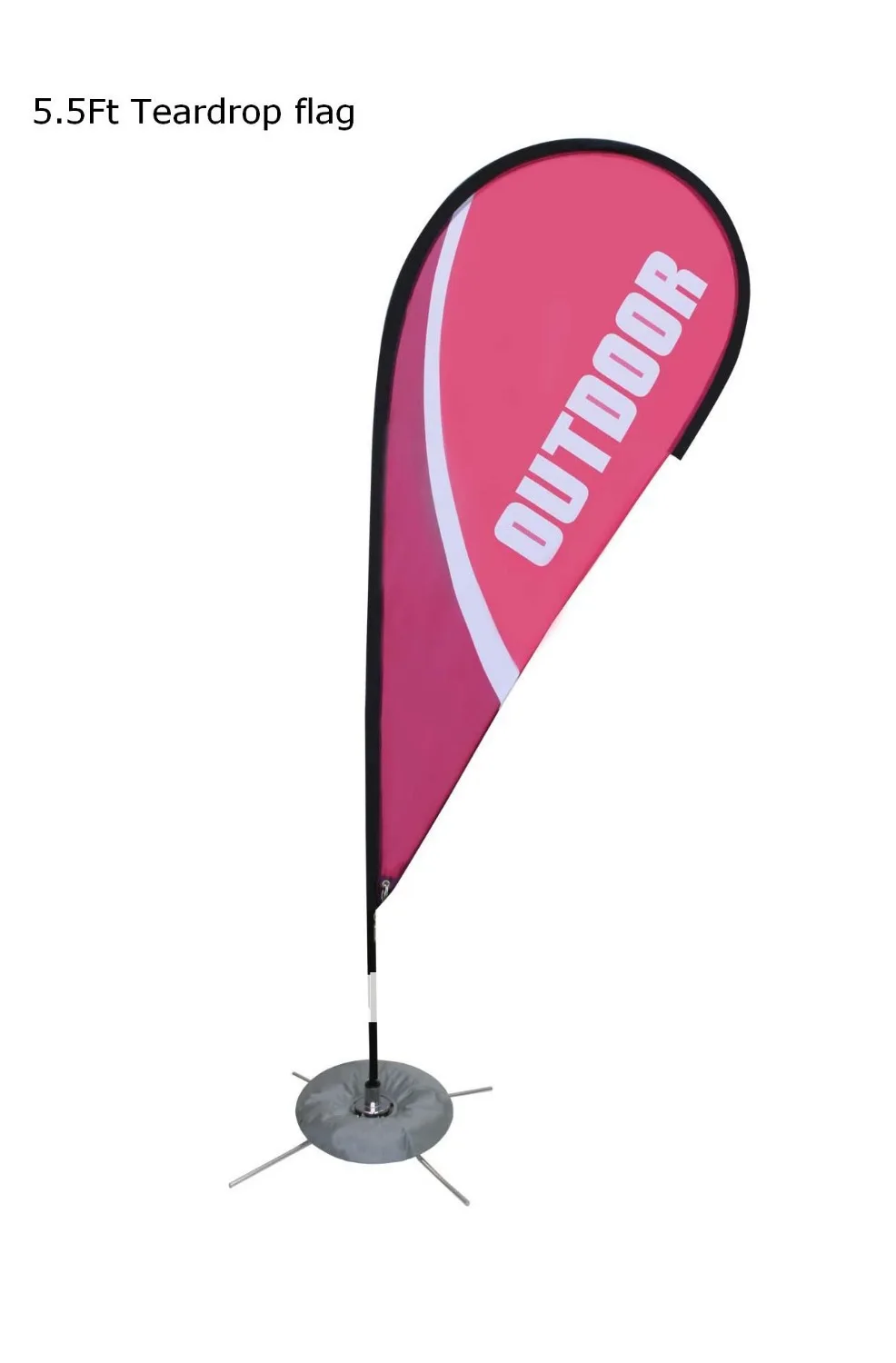 

5.5 ft tall Flagpole with Single Sided Flag Teardrop Flag (printing one side, other sided in a reverse image)