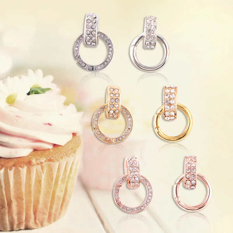 

2017 Newest Spring Clasp Dangle with CZ Crystal for My Coin Holder Frame Pendant And Floating Memory Locket 10pcs/lot
