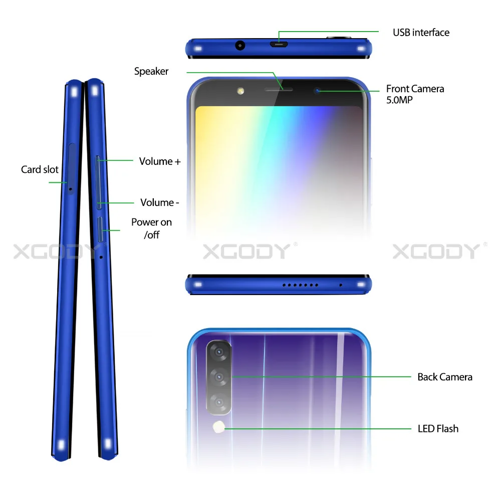 XGODY P20 Pro 18:9 Full Screen 3G Unlock 6 Inch Smartphone Android 8.1 Quad Core 2GB+16GB Mobile Phone 5MP 2500mAh XGODY P20 Pro 18:9 Full Screen 3G Unlock 6 Inch Smartphone Android 8.1 Quad Core 2GB+16GB Mobile Phone 5MP 2500mAh