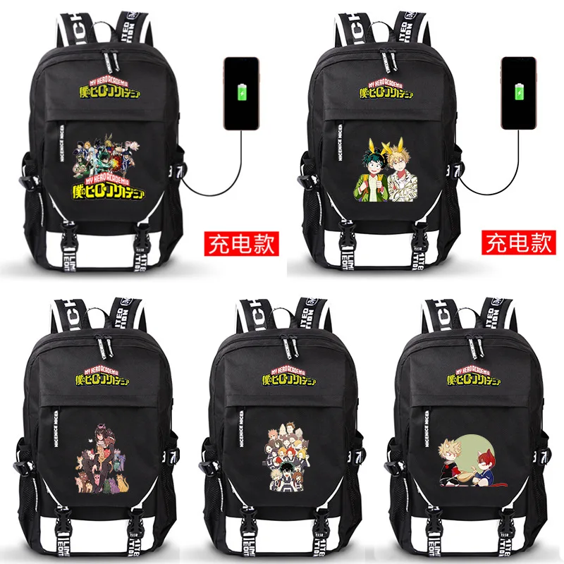 

Anime My Hero Academia Boku no Hero Academia School Bag Travel Backpack USB Charging Teenager Bookbag Laptop Shoulder Bag