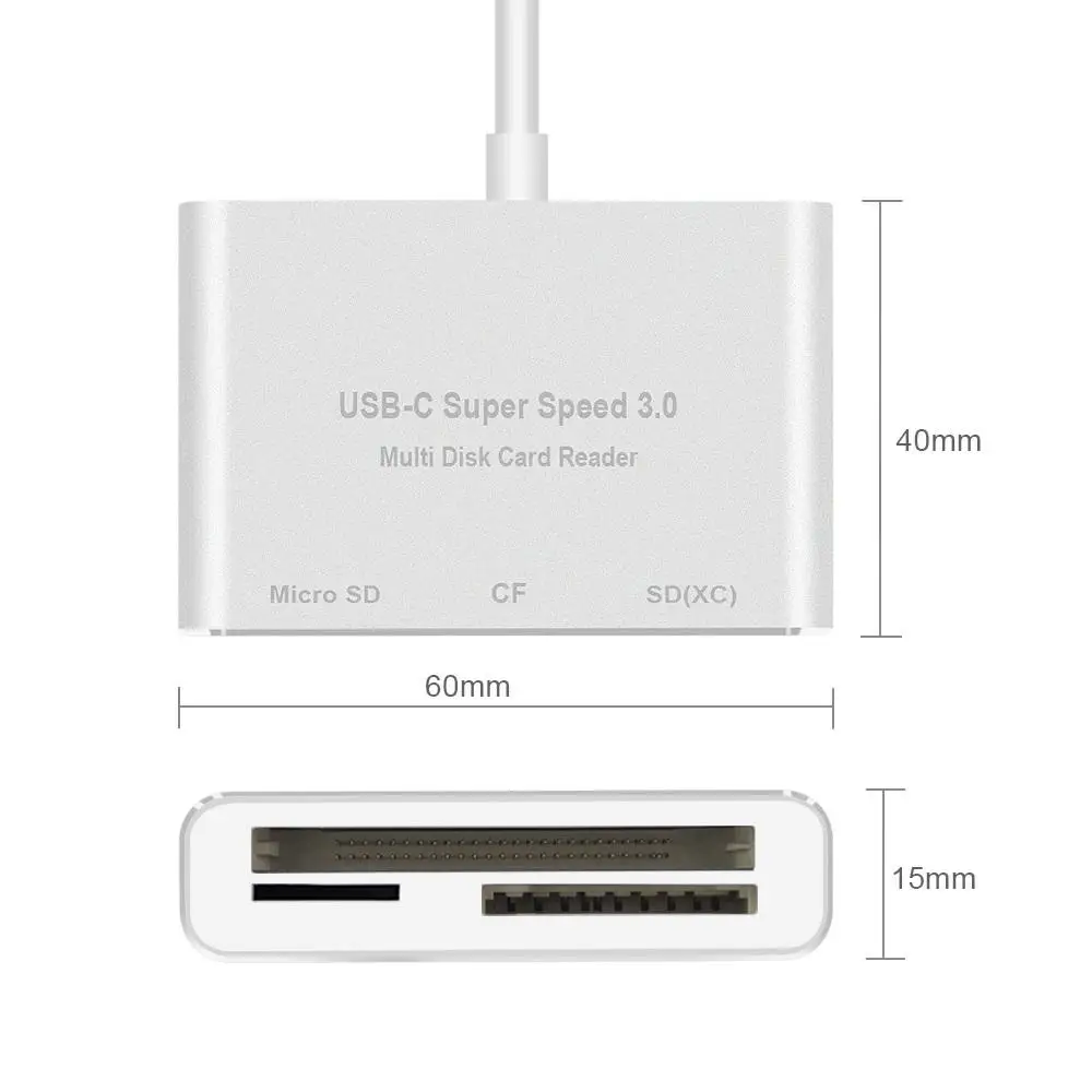 3 в 1 usb type C к CF SD TF камера внешний мультикардридер для Macbook Pro Air телефон OTG USB-C устройств