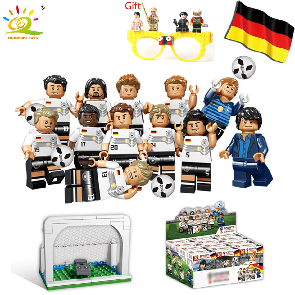 

12pcs World Football Team Soccer Player Figures Building Blocks Compatible Legoe Bricks Figure Russia Football Toys For Children