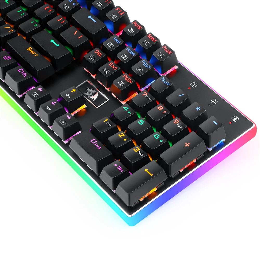 Проводная Механическая игровая клавиатура Redragon K577R с радужной подсветкой, алюминиевая основа, 104 стандартных клавиш Teclado Gamer, плавающая игра для ПК