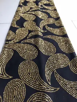 

shinning gold glued glitter PWD1841537 African French net lace fabric for dress SHIP BY DHL