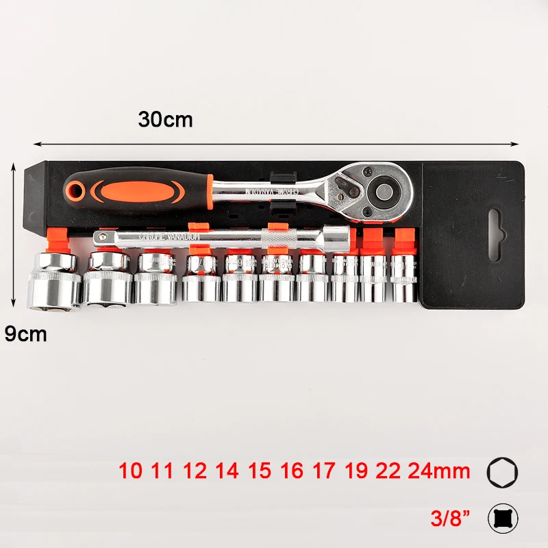 12 шт., 1/4, 3/8, 1/2 дюйма, трещотка, гаечный ключ, общий набор CRV, гаечный ключ, инструмент для ремонта велосипеда, мотоцикла, авто, гайка, гаечный ключ