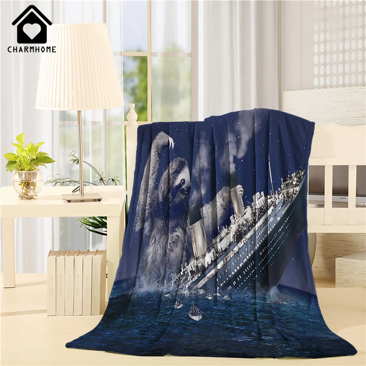 CHARMHOME Customized Cute Animal Pattern Blanket Flannel ...