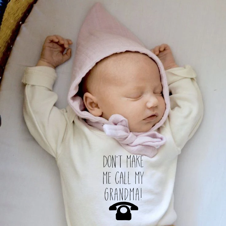 

Toddler Baby Girl Don't Make Me Call Grandma Print Romper Long Sleeve Boys Jumpsuit Playsuit Kids Casual Outwear