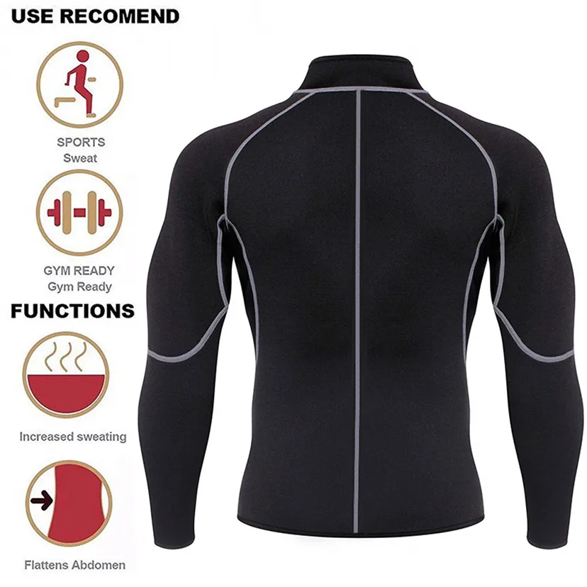 Men Neoprene Long Tops Underwear Men's Waist Trainer Undershirt Sweat Sauna Shirts Male Bodyshaper Fitness Fitness Singlets