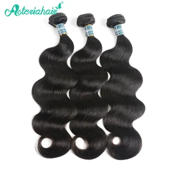 

Asteria Hair Brazilian Body Wave Human Hair Weave 3 Bundles 10 to 18 20 22 24 26 28 30 Inch Natural Black color Remy Hair Weave
