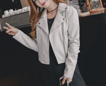 

2019 Fashion Street Arrial Women s Autumn Winter PU Leather Basic short Jackets Lady Matte Motorcycle Coat Biker Zipper Outwear