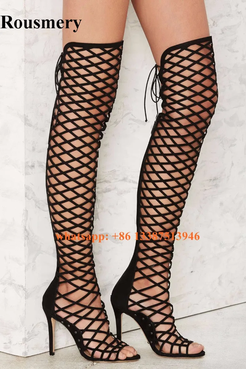open toe gladiator boots