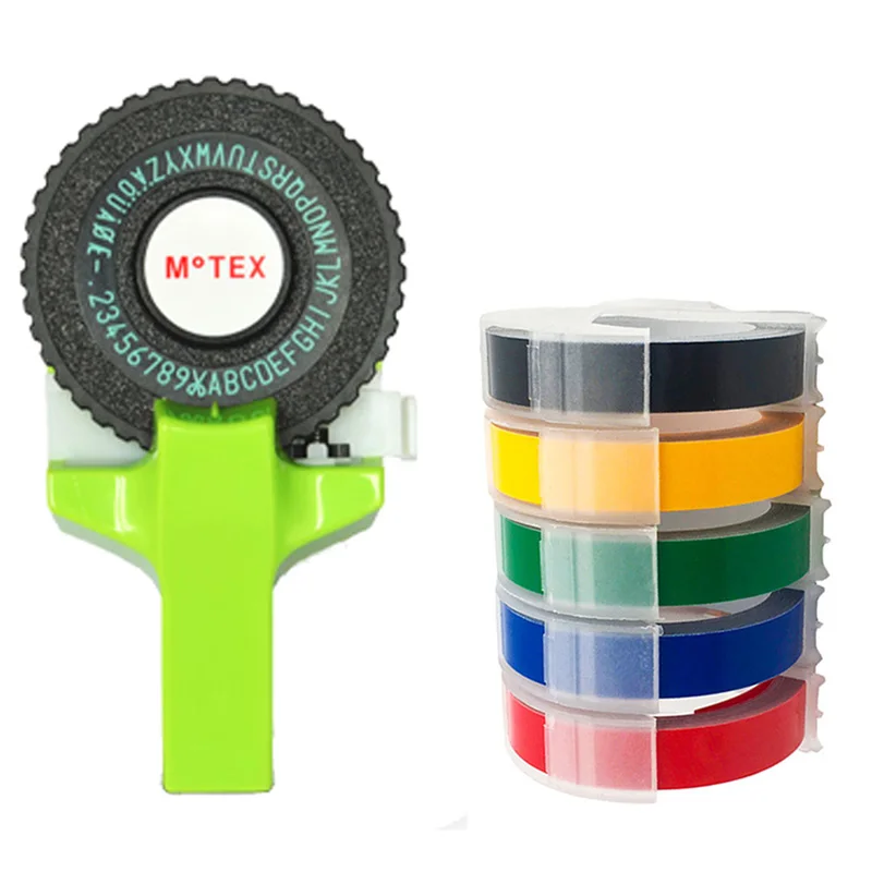 

Green Motex E101 Manual Label Maker DIY Hand Decorative Manual Typewriter for 9mm 3D embossing PVC plastic label tape