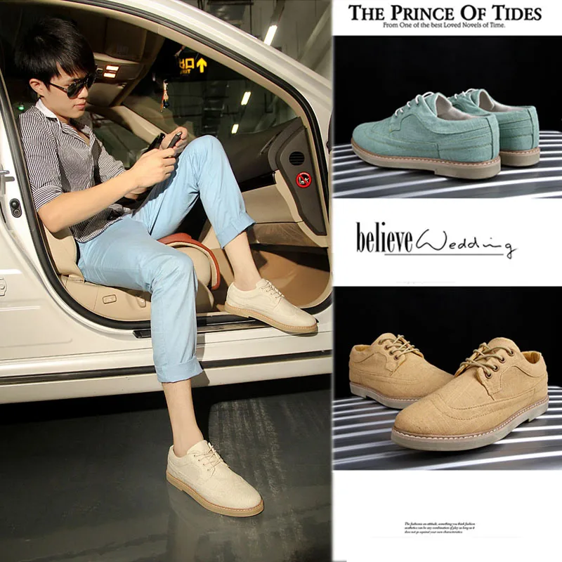 white Lona Green De Verão Das Moda Homem Condução Jovem Laço Sapatos Sapatas Top Tecido brown Brogue Baixo Casuais Algodão Brockden TwqxzUIF