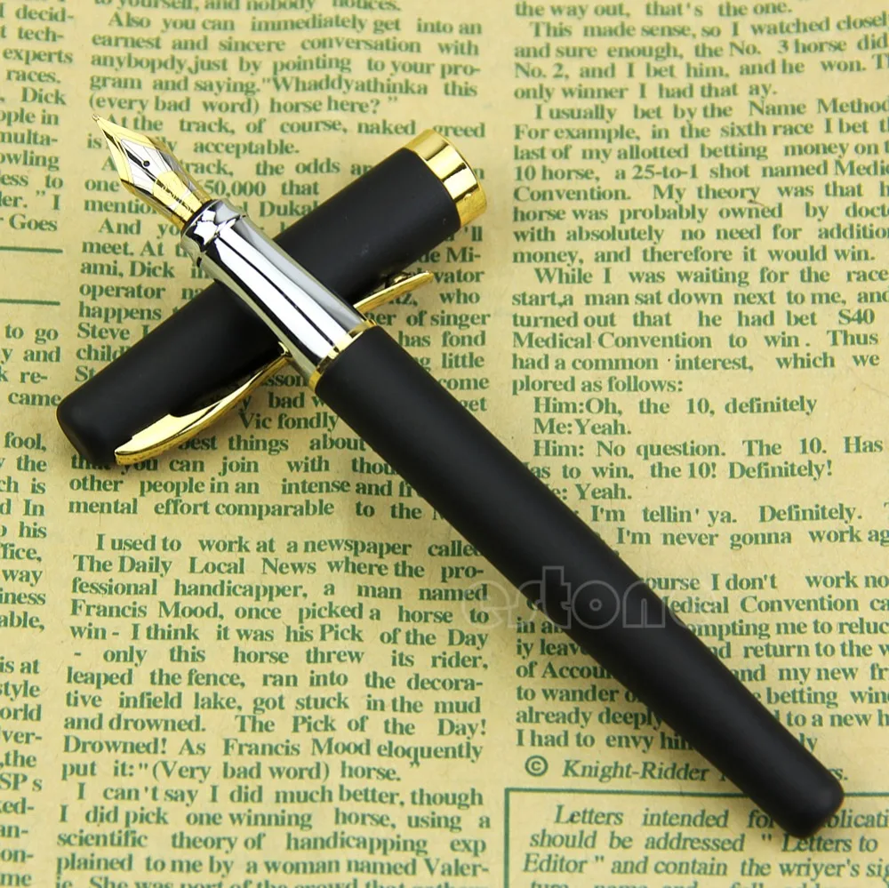 

Black Fountain Pen Matte 22KGP M Nib Set Nice Gift NEW