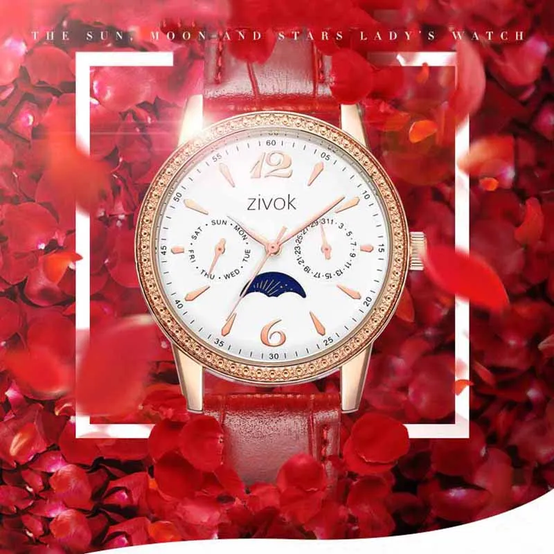 

New Multi-function Calendar Week Fashion Diamond Belt Quartz Female Watch Fashion & Casual Chronograph