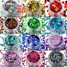 TCT-018 лазерный цвет(голографический) 12 видов цветов и 12 видов блески различной формы для ногтей Гель-лак художественный, макияж и DIY украшения