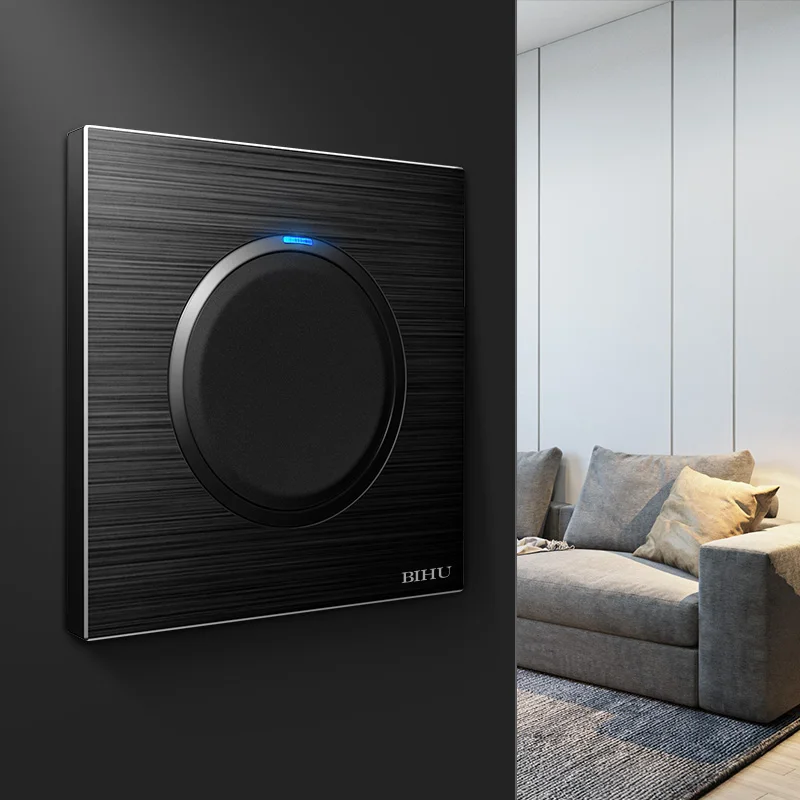 Round push button switch LED light Wall push Switch Luxury black