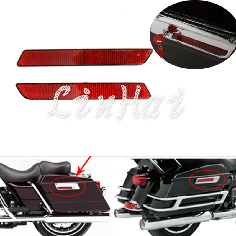 1 Pair Red Reflectors Fit For Harley Latch Covers Hard Saddlebags Side