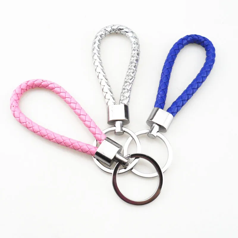 

Trendy handmade leather rope keychains For women handbags silver key rings key chain Jewelry gifts best friends car accessories